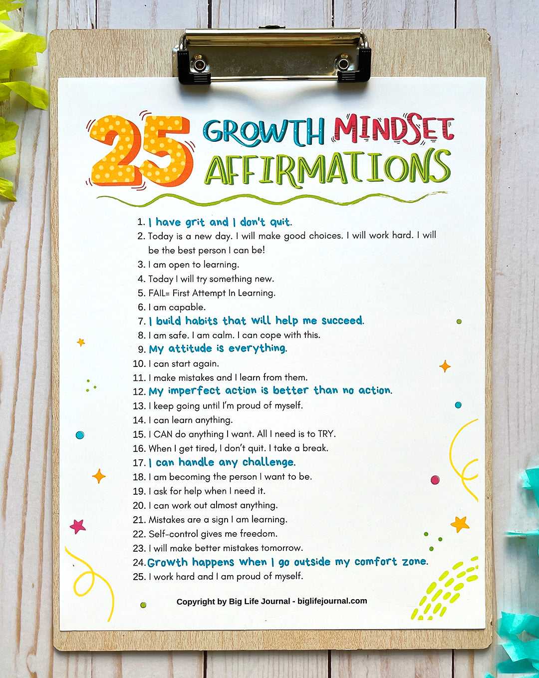 Growth Mindset Printables Kit PDF (ages 5-11) – Big Life Journal