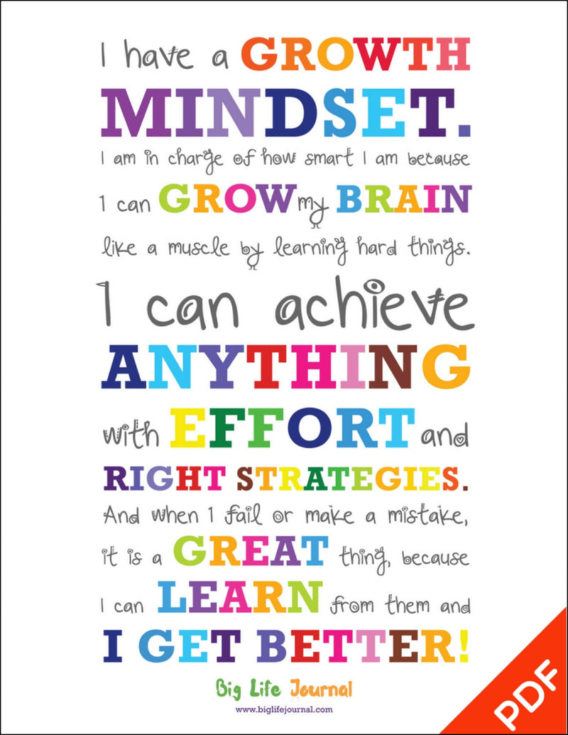 Growth Mindset Poster For Kids printable PDF Big Life Journal Growth Mindset Poster For Kids printable PDF Big Life Journal